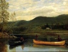 Bierstadt Albert Men in Two Canoes. , 