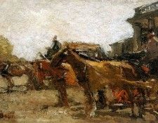 Bauer Marius Horse cabs at station Staatsspoon Den Haag Sun. , 