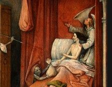 BOSCH DEATH AND THE MISER, C. 1485-1490 DETALJ 2 NGW. , 