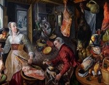   -  : . [The Four Elements: Fire. A Kitchen Scene with Christ in the House of Martha and Mary in the Background] NG London. Beuckelaer 