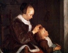 Borch ter Gerard Mother fine combing the hair of her child S. Borch,  