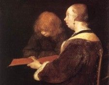 TERBORCH Gerard The Reading Lesson. Borch,  