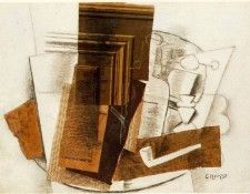 Braque Bottle, Newspaper, Pipe, and Glass, 1913, private. , 