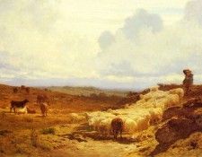 Bonheur Auguste A Shepherd And His Flock. , 