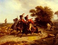 Bellange Joseph Louis Hippolyte Hussards Escortant Napoleon. ,   
