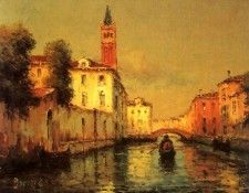 Bouvard Noel Gondolas On A Venetian Canal. , 