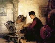 Bisschop Christoffer Boy painting a cradle Sun. Bisschop, 