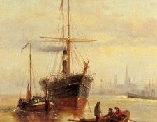 Bezzi Bartolomeo A Harbor Scene With A View Of Venice. Bezzi 