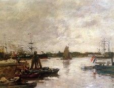 Boudin Eugne The Spanish quay in Rotterdam Sun. , 