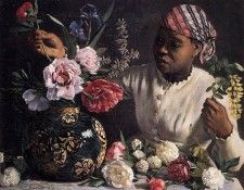 Bazille Jean Frederic African woman with Peonies. , 
