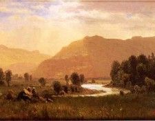 Bierstadt Albert Figures in a Hudson River Landscape. , 
