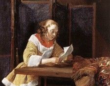 TERBORCH Gerard A Lady Reading A Letter. Borch,  