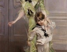 Boldini Giovanni Portrait of Madame Georges Hugo (nee Pauleen Menard Dozian) and Her Son Jean. Boldini, 