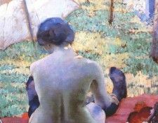 biddle back of a nude with parasol 1916. 