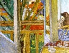 Bonnard La porte-fenetre avec chien, 1927, 105x63 cm, Privat. , 