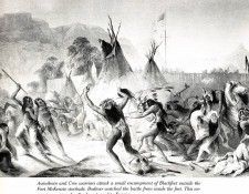 05 Assiniboin and Cree warriors attack Blackfeet KarlBodmer sqs. , 