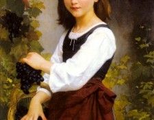 Bouguereau Elizabeth Jane Gardner A Young Girl Holding A Basket Of Grapes. ,   