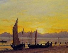 Boats Ashore At Sunset. , 