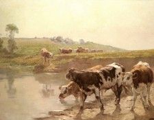 Brozik Vaclav Cattle In A Pasture. Brozik,  Vacslav