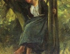 Breton Jules (French) 1827 to 1906 Asleep In The Woods SnD 1877 O C 61.6 by 50.8 cm. , 