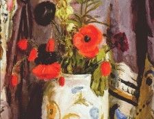 bell poppies and hollyhocks c1940. 