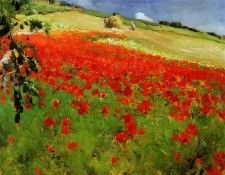 Bruce William Blair Landscape with poppies Sun.  