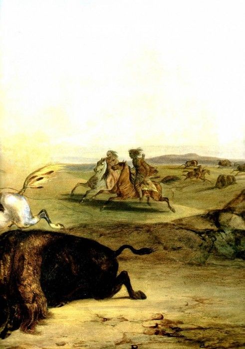 Kb 0023 Indians Hunting The Bison-[ Right ]-KarlBodmer, 1832-33 sqs. , 