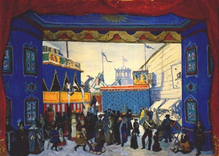 benois petrushka set-of-act-i (st-petersburg-booths) 1911. ,  