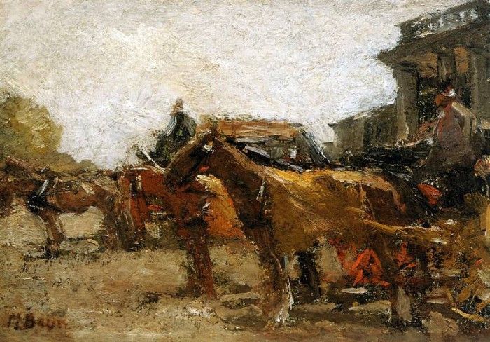 Bauer Marius Horse cabs at station Staatsspoon Den Haag Sun. , 