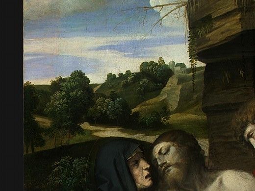 Moretto da Brescia Pieta, 1520s, 175.8x98.5 cm, Detalj 1, NG. ,  