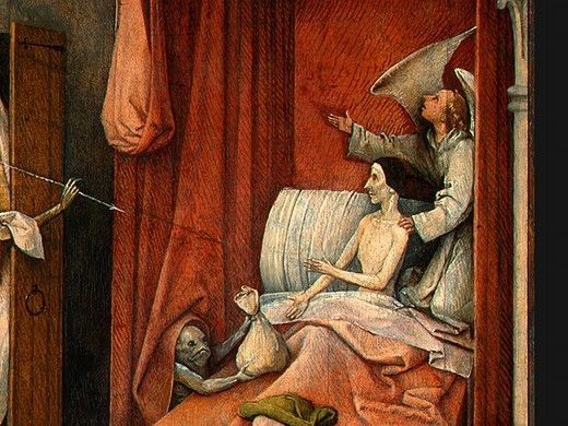 BOSCH DEATH AND THE MISER, C. 1485-1490 DETALJ 2 NGW. , 