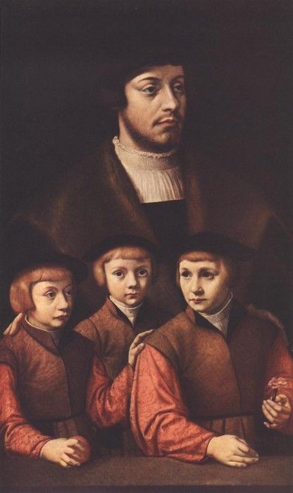 BRUYN Barthel Portrait Of A Man With Three Sons. , 