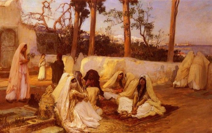 Bridgman Frederick Arthur Women At The Cemetery, Algiers. ,  