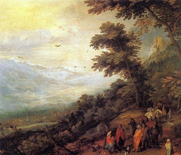 BRUEGHEL Jan the Elder Gathering Of Gypsies In The Wood. ,   (1568-1625)