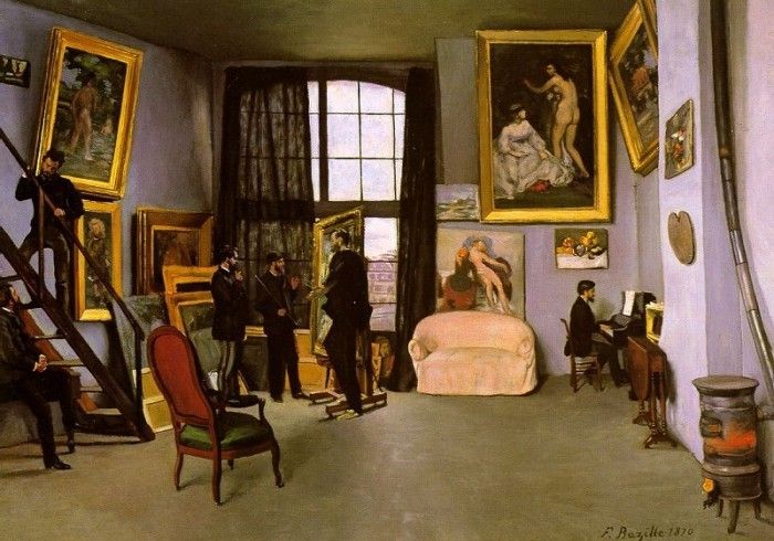 BAZILLE   THE ARTISTS STUDIO  RUE DE LA CONDAMINE 1870. , 