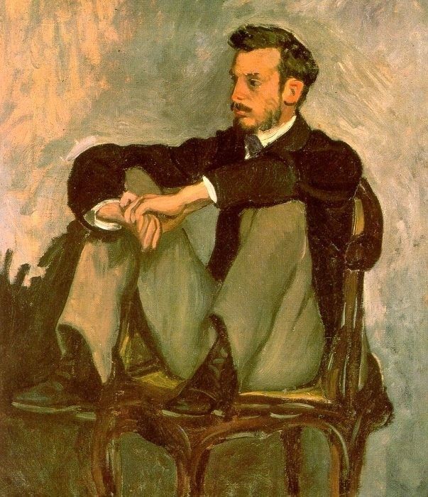 BAZILLE   PORTRAIT OF RENOIR 1867 OIL ON CANVAS. , 