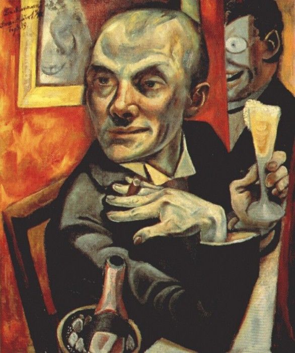 beckmann self-portrait with champagne glass 1919. , 