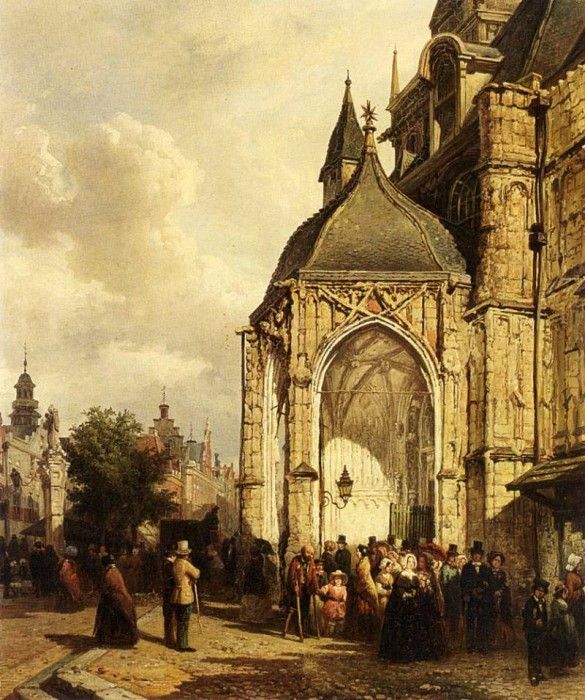 Bommel Elias Pieter Van Figures At The Entrance Of The St Stevens Church.    