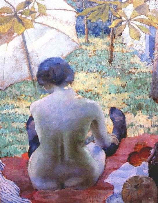 biddle back of a nude with parasol 1916. 