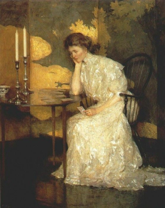 benson girl playing solitaire 1909.   