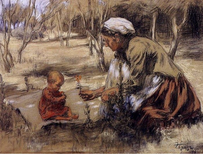 Braz Osip Mother and child Sun.  