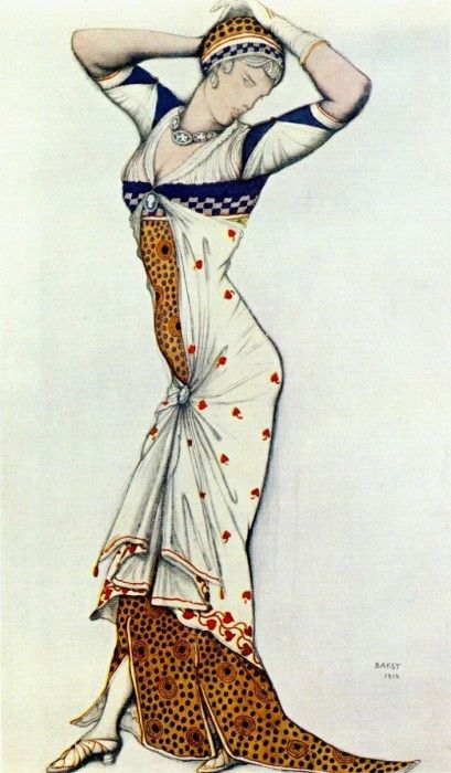 bakst design for a ladys dress 1912. , 