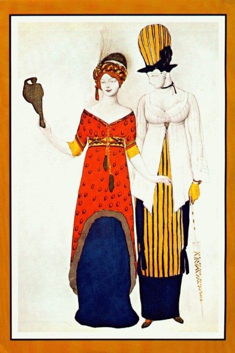 bakst fantasie sur le costume moderne 1910. , 