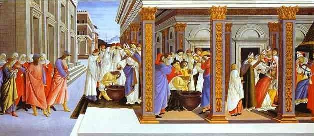 Alessandro Botticelli - Baptism of St. Zenobius and his Appointment as Bishop. , Alessandro