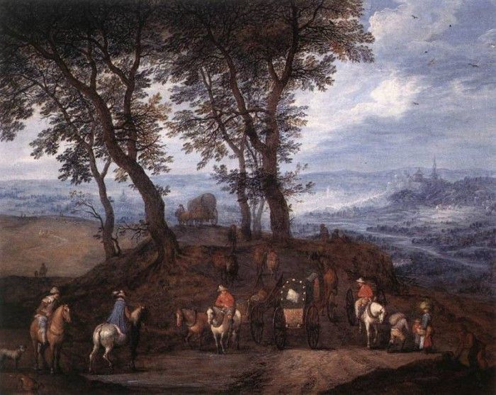 BRUEGHEL Jan the Elder Travellers On The Way. ,   (1568-1625)