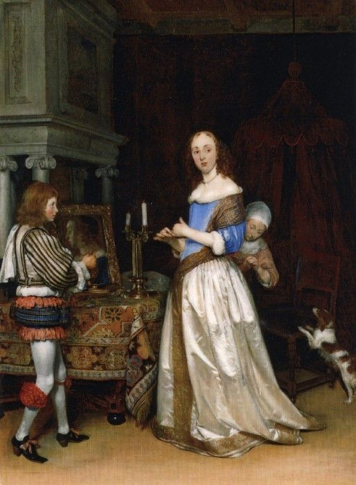 Borch A Lady at Her Toilet ca1660 oiloncanvas30x23the Detroi. Borch,  