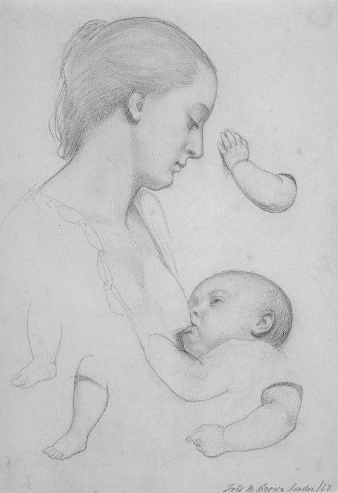 Brown Ford Madox The Young Mother sheet of studies. ,  